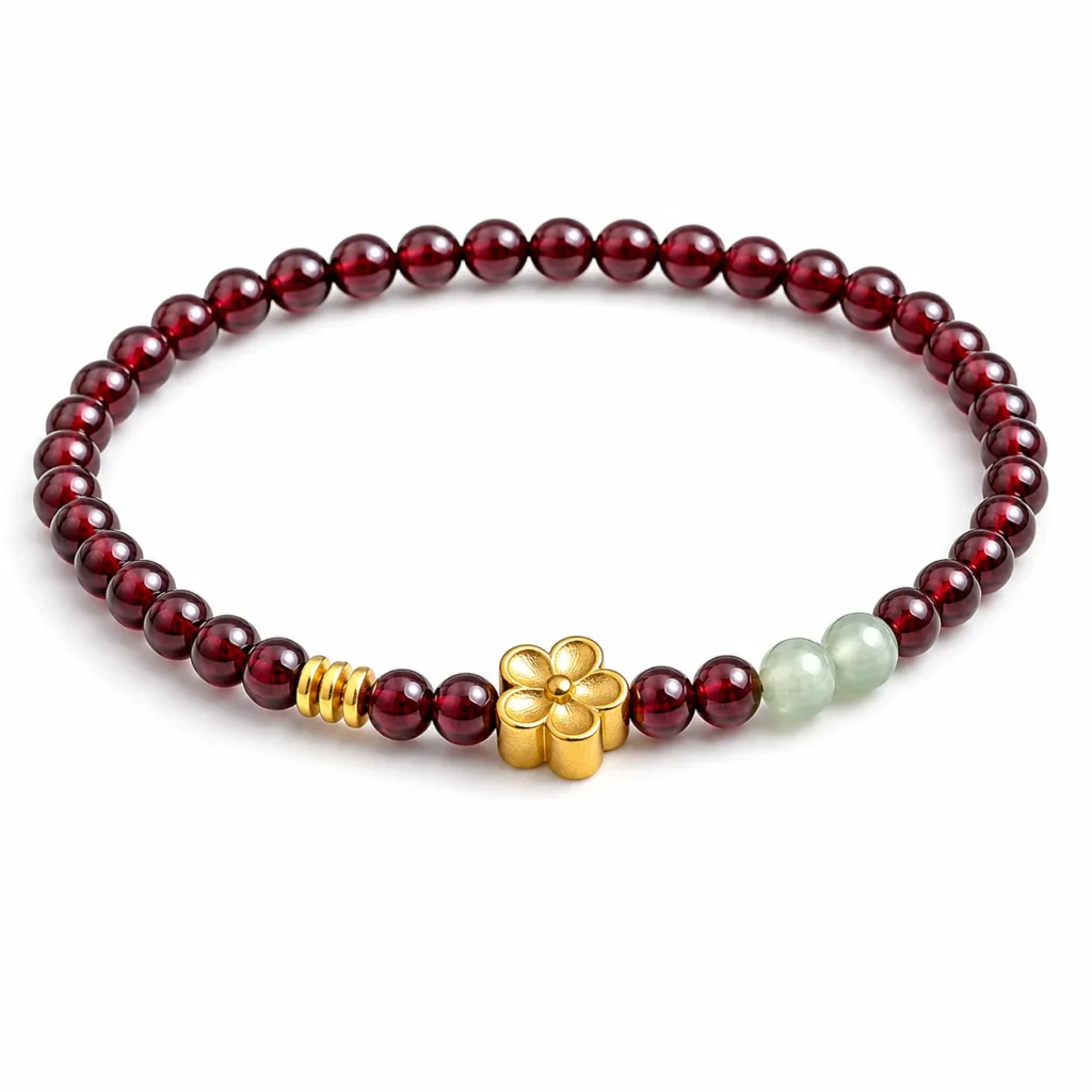 Natural Garnet Beaded Bracelet for Women - Lucky Crystal Bracelet 1 natural garnet beaded bracelet women on white background