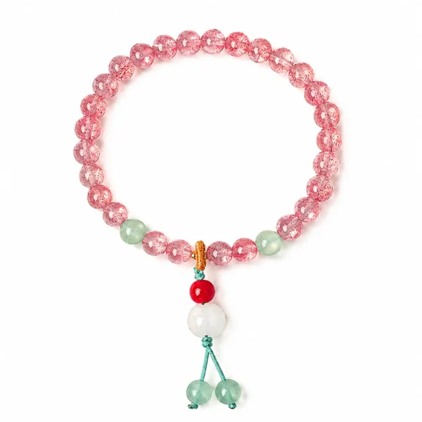 Strawberry Quartz Lotus Bracelet for Love & Joy