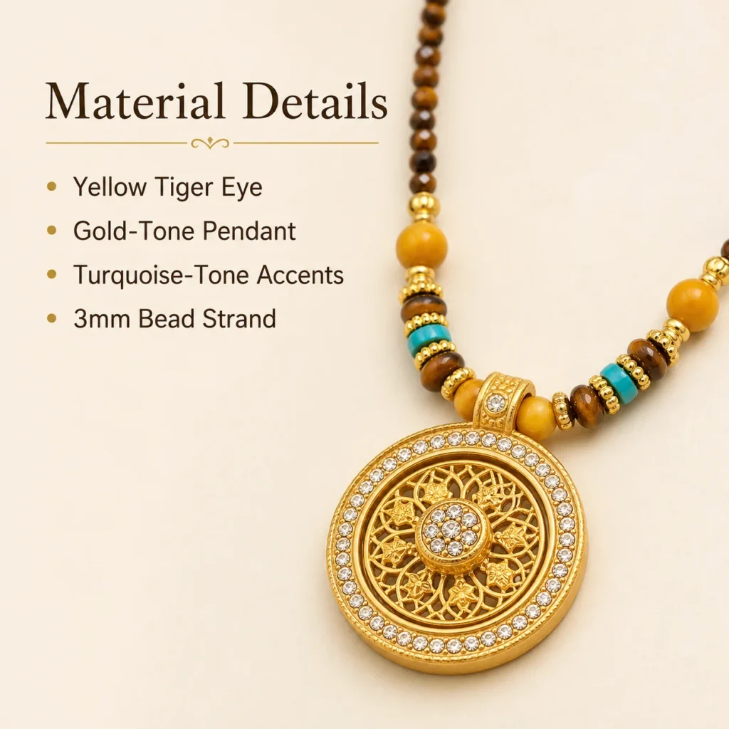 tiger eye necklace women gold pendant material detail image