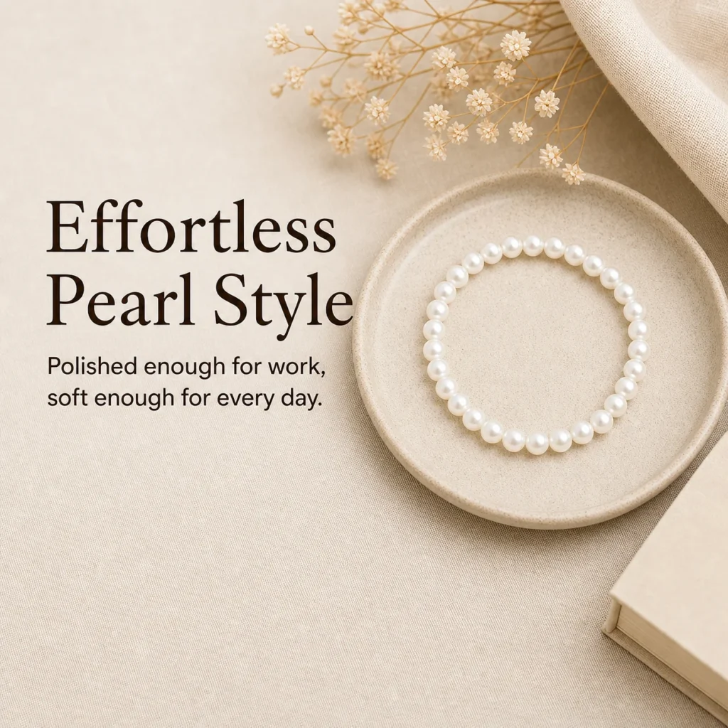 pearl beaded bracelet women lifestyle still life image