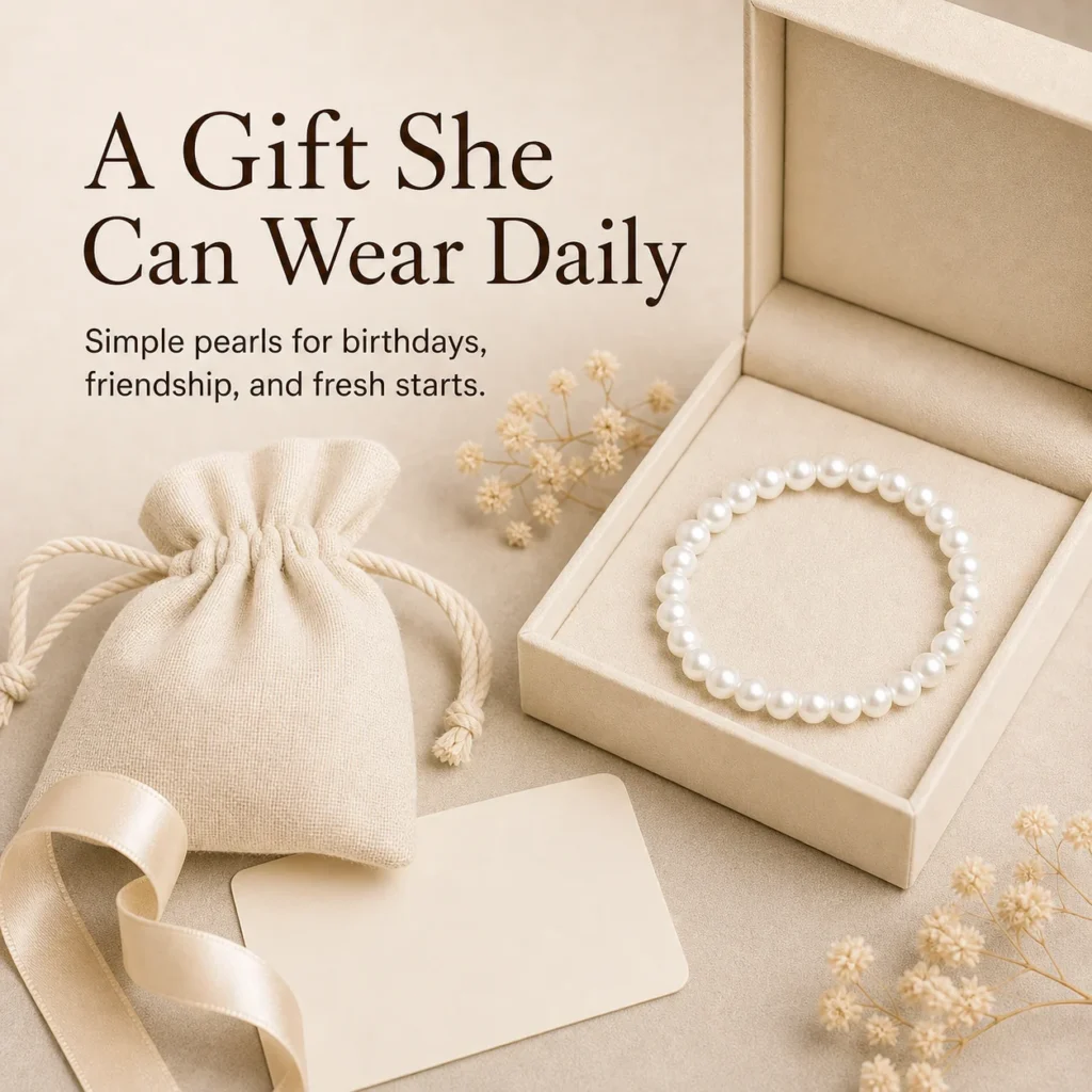 pearl beaded bracelet women gift ready image