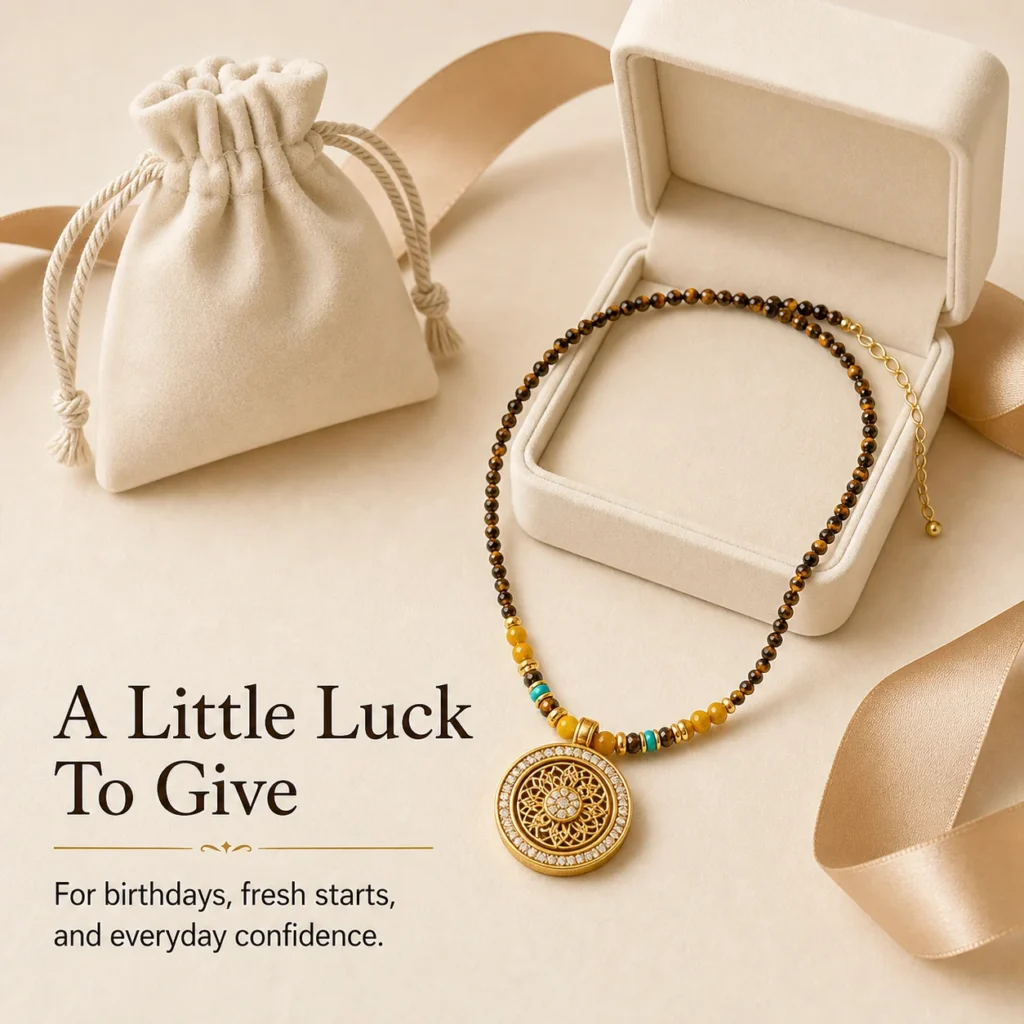 tiger eye necklace women gold pendant gift ready image