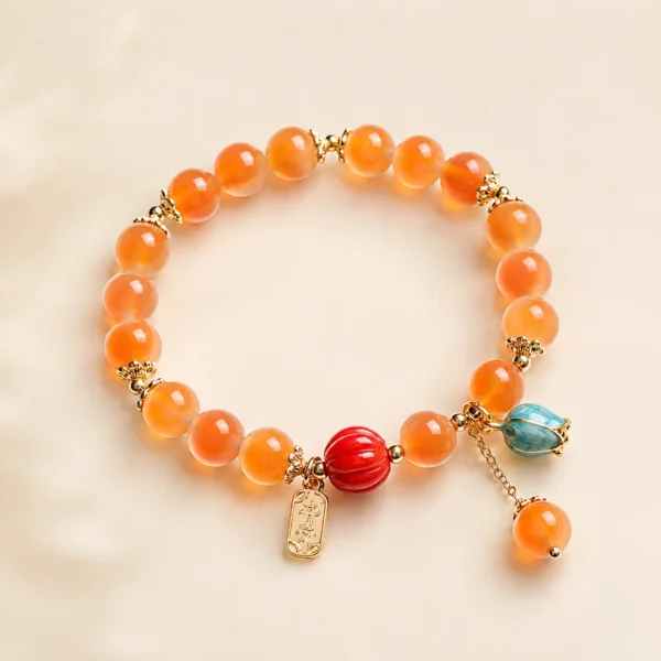 Agate Sugar-Heart Bracelet for Grounding & Stability