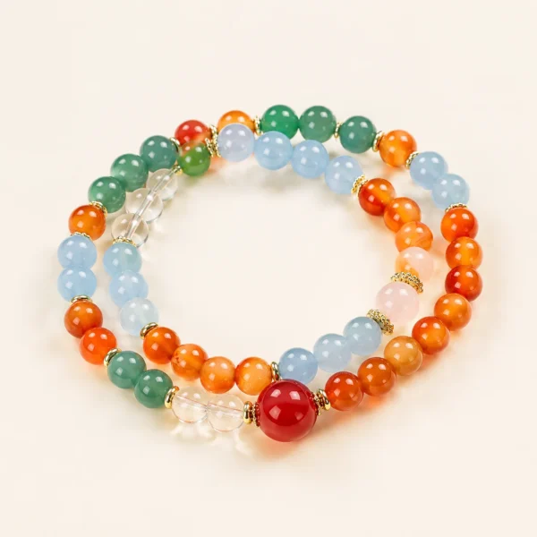 Artisan Agate & Chalcedony Bracelet for Grounding & Stability