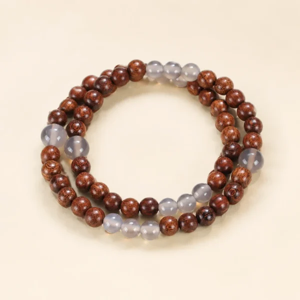 Agate & Sandalwood Bracelet for Grounding & Stability