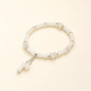 Classic Agate Bamboo & Chalcedony Bracelet for Grounding & Stability