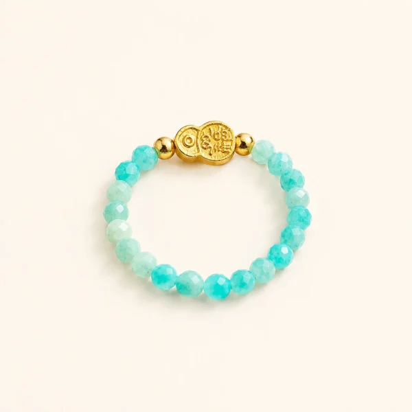 Amazonite Crystal Gourd Ring for Calm & Truth