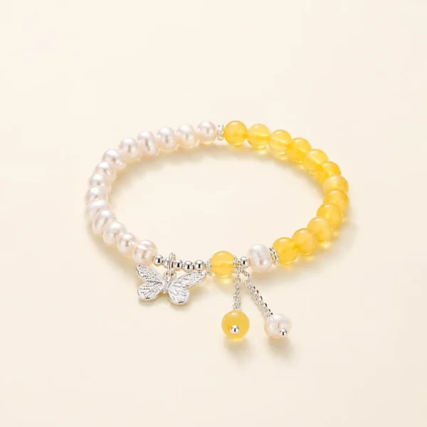 Amber & Pearl Bracelet for Warmth & Calm