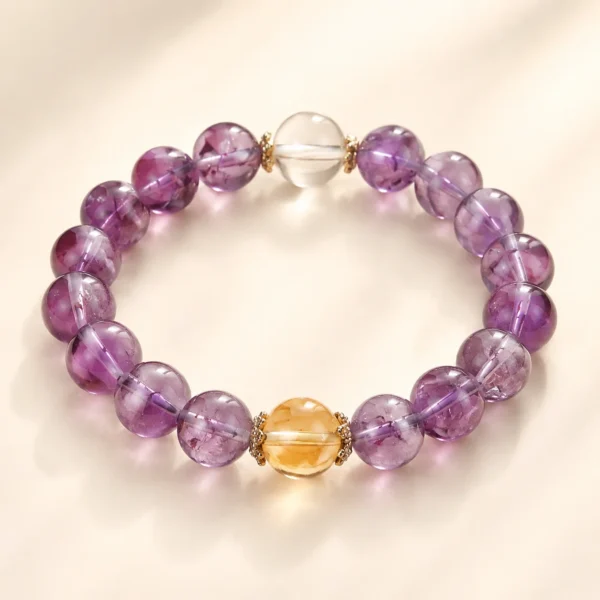 Amethyst Crystal 10mm Bracelet for Calm & Clarity