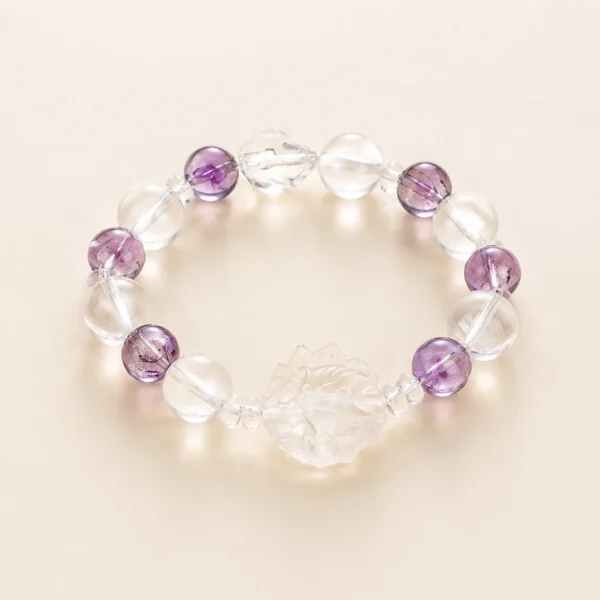 Amethyst Crystal & Clear Quartz Bracelet for Calm & Clarity