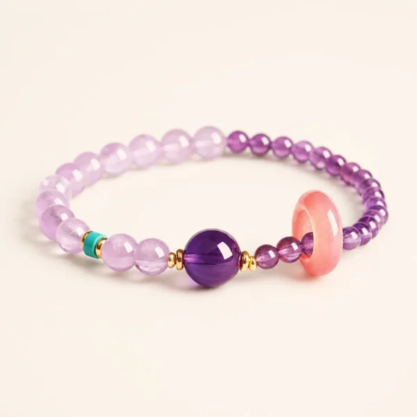 Amethyst Crystal Peace Buckle Bracelet for Calm & Clarity