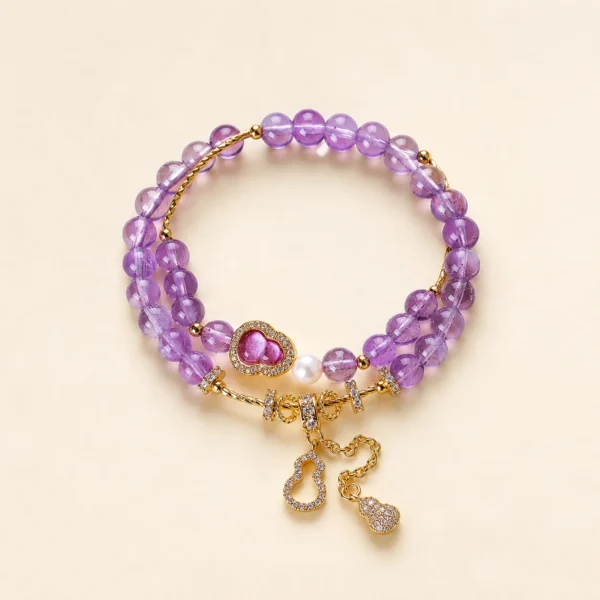 Amethyst Crystal Double-Wrap Bracelet for Calm & Clarity