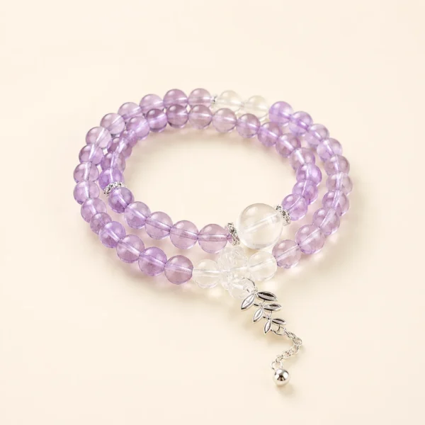 Artisan Amethyst Crystal Double-Wrap Bracelet for Calm & Clarity