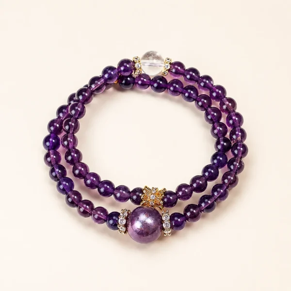 Classic Amethyst Crystal Double-Wrap Bracelet for Calm & Clarity
