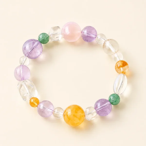 Refined Amethyst Crystal Multi-Stone Bracelet for Calm & Clarity