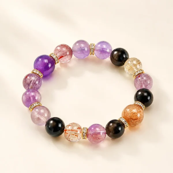 Boho Amethyst Crystal Multi-Stone Bracelet for Calm & Clarity