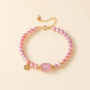 Classic Amethyst Crystal & Pearl Bracelet for Calm & Clarity