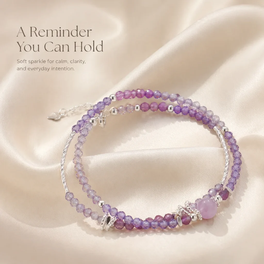 Refined Amethyst Crystal Bracelet for Calm & Clarity - Image 2