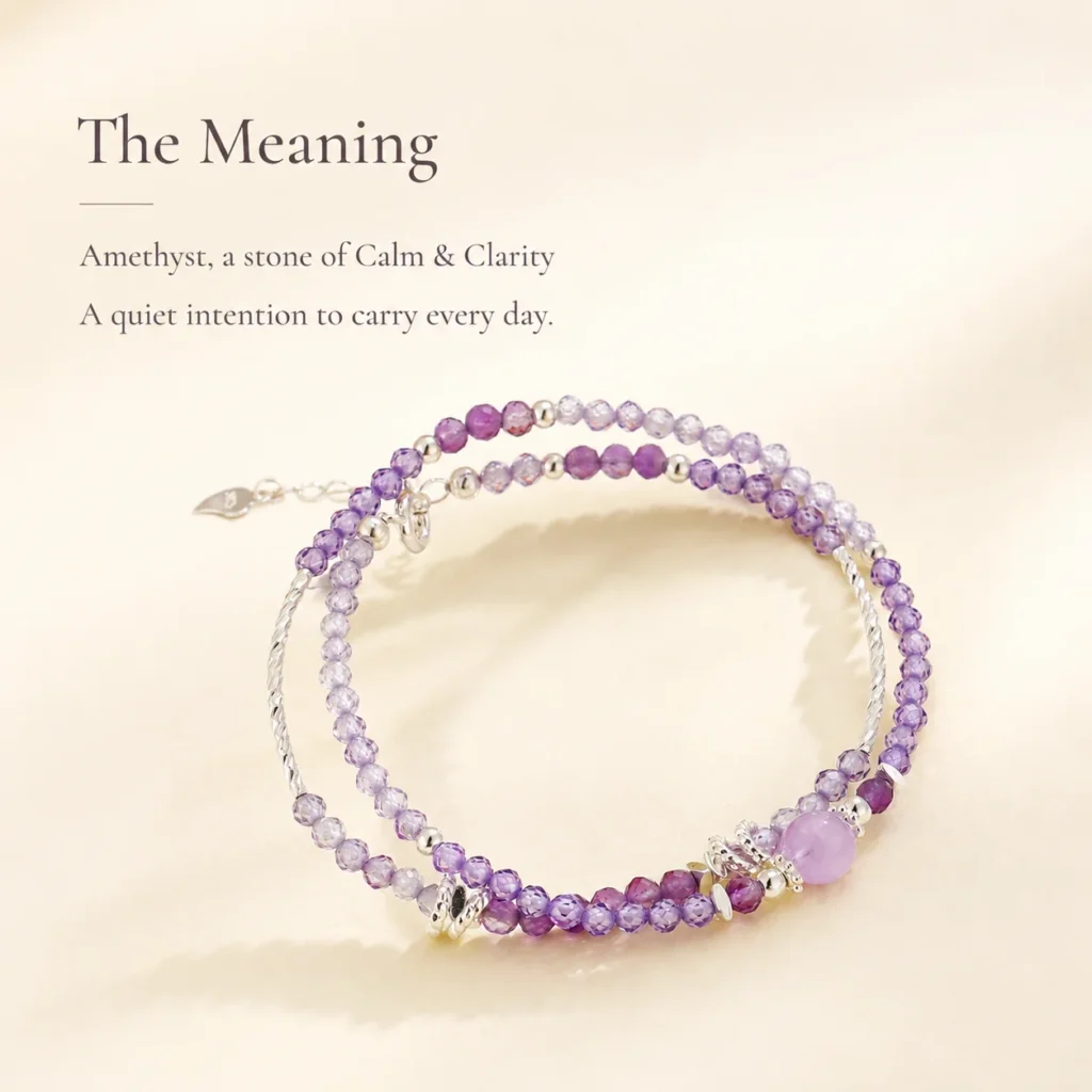 Refined Amethyst Crystal Bracelet for Calm & Clarity - Image 3