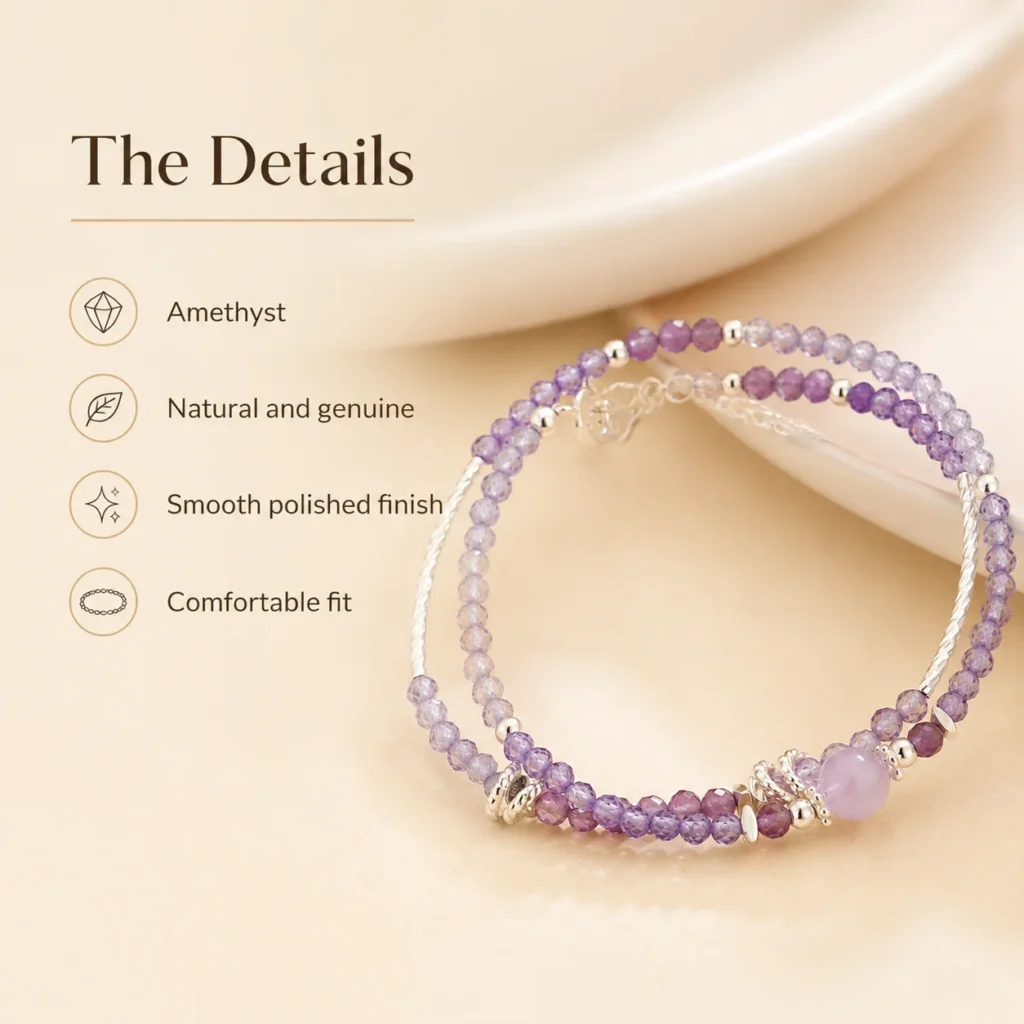 Refined Amethyst Crystal Bracelet for Calm & Clarity - Image 4