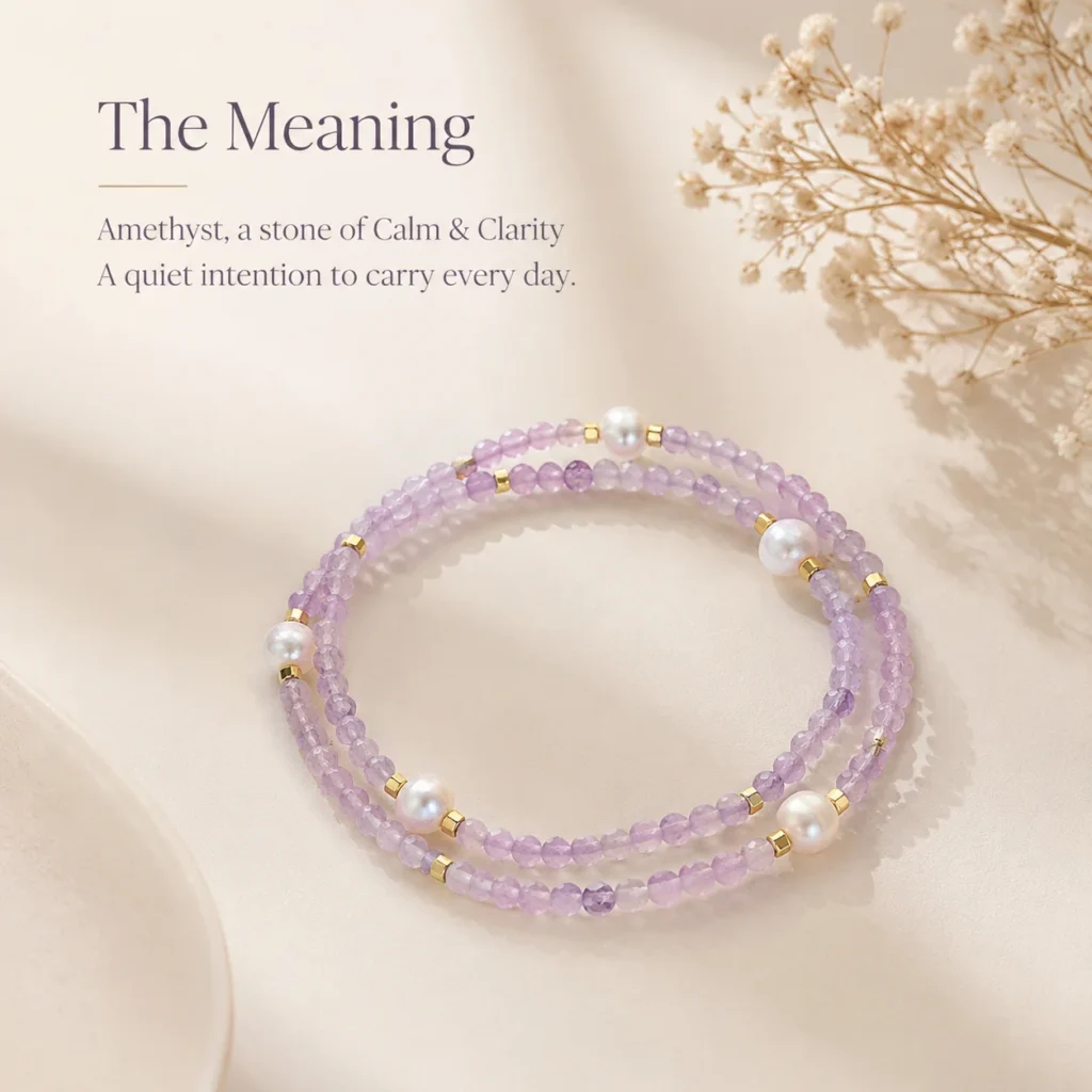 Boho Amethyst Crystal Bracelet for Calm & Clarity - Image 3