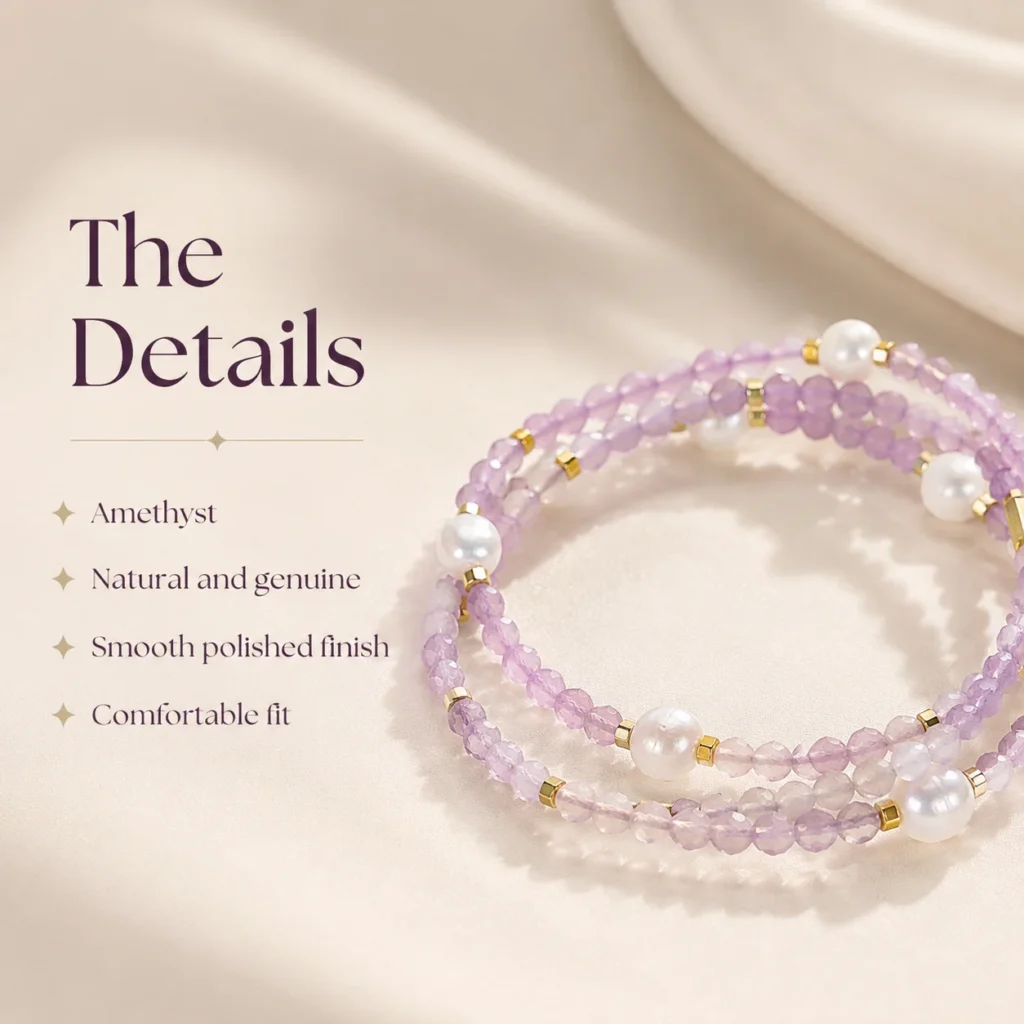 Boho Amethyst Crystal Bracelet for Calm & Clarity - Image 4