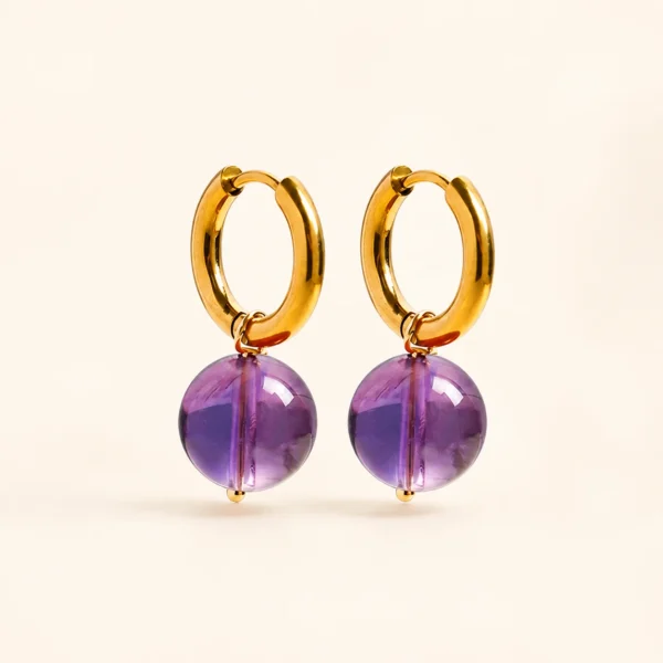 Amethyst Crystal Earrings for Calm & Clarity
