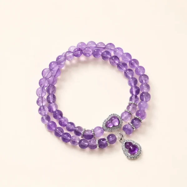 Amethyst Crystal Gourd Bracelet for Calm & Clarity