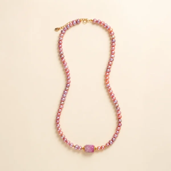 Amethyst Crystal & Pearl Necklace for Calm & Clarity