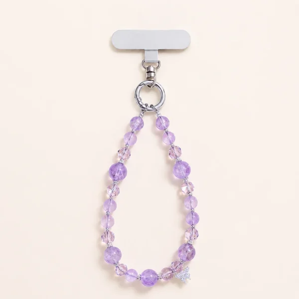 Classic Amethyst Crystal Phone Charm for Calm & Clarity