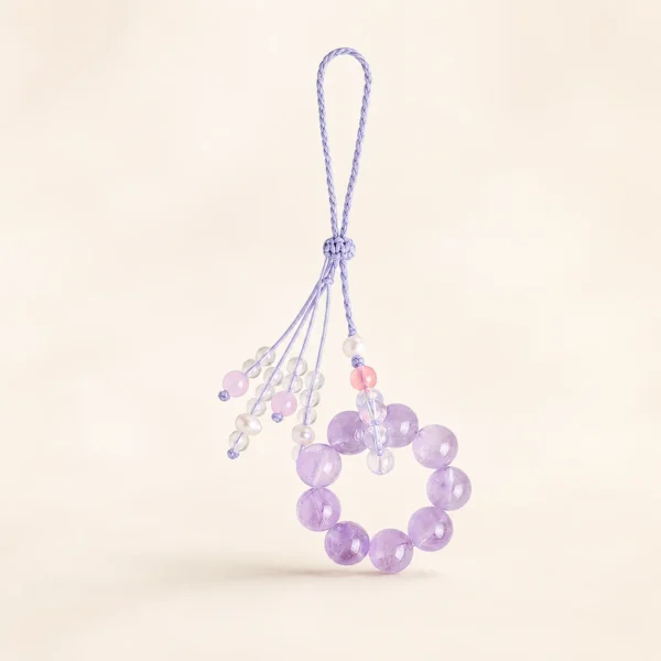 Amethyst Crystal Phone Charm for Calm & Clarity