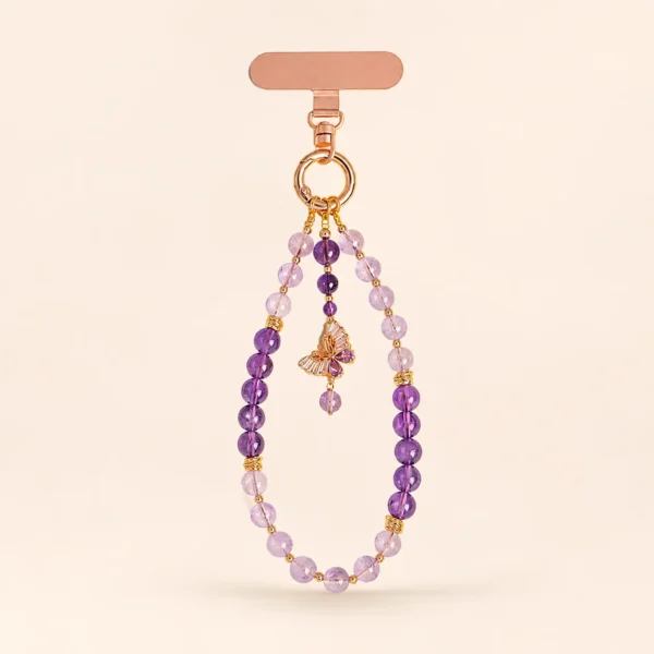 Artisan Amethyst Crystal Phone Charm for Calm & Clarity