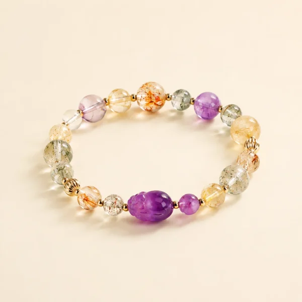 Handcrafted Amethyst Crystal Multi-Stone Bracelet for Calm & Clarity