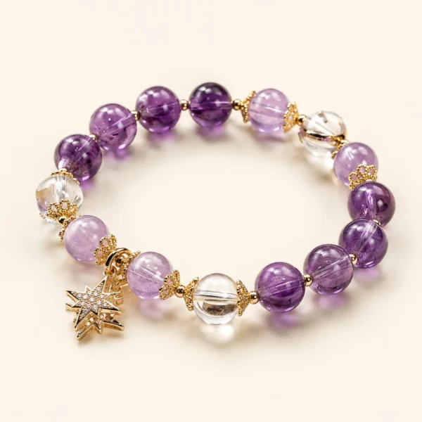Classic Amethyst Crystal Star Bracelet for Calm & Clarity