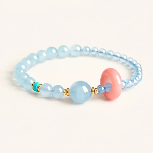 Aquamarine Crystal Peace Buckle Bracelet for Calm & Courage