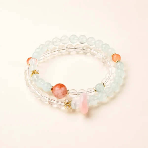 Aquamarine Crystal Double-Wrap Bracelet for Calm & Courage