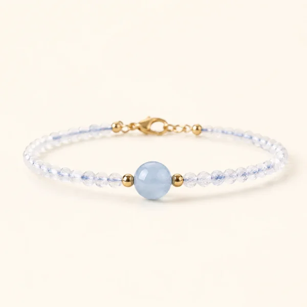 Natural Aquamarine Crystal Bracelet for Calm & Courage