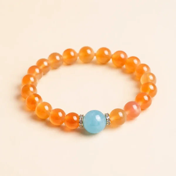 Aquamarine Crystal & Agate Bracelet for Calm & Courage