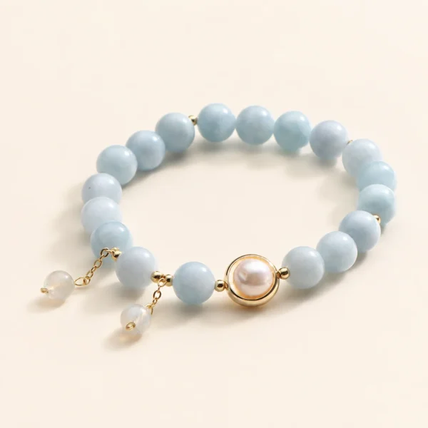 Premium Aquamarine Crystal Bracelet for Calm & Courage