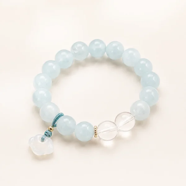 Classic Aquamarine Crystal & Agate Bracelet for Calm & Courage