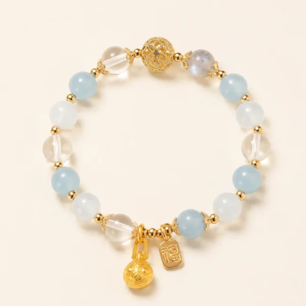 Classic Aquamarine Crystal Bracelet for Calm & Courage