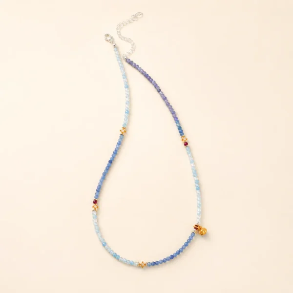Aquamarine Crystal Faceted Necklace for Calm & Courage