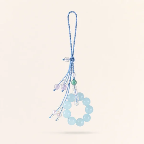 Aquamarine Crystal Phone Charm for Calm & Courage