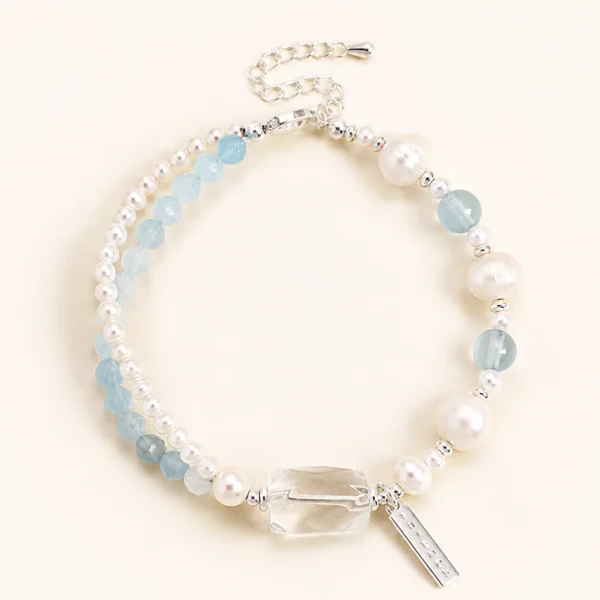 Artisan Aquamarine Crystal Star Bracelet for Calm & Courage