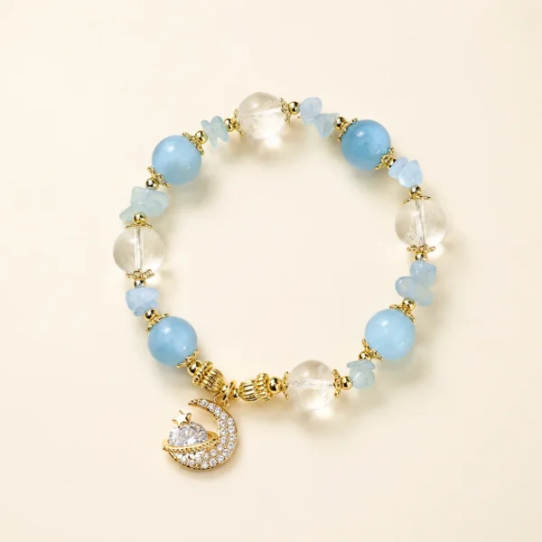 Classic Aquamarine Crystal Star Bracelet for Calm & Courage