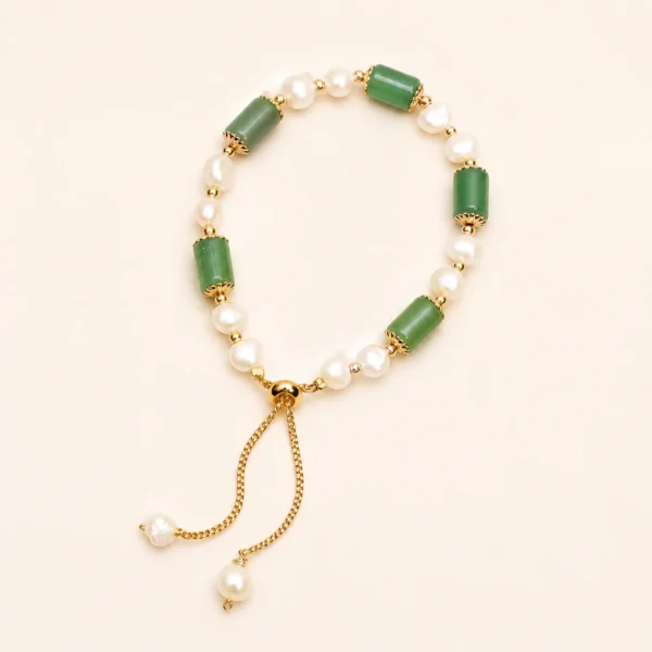 Aventurine Crystal & Pearl Bracelet for Luck & Opportunity