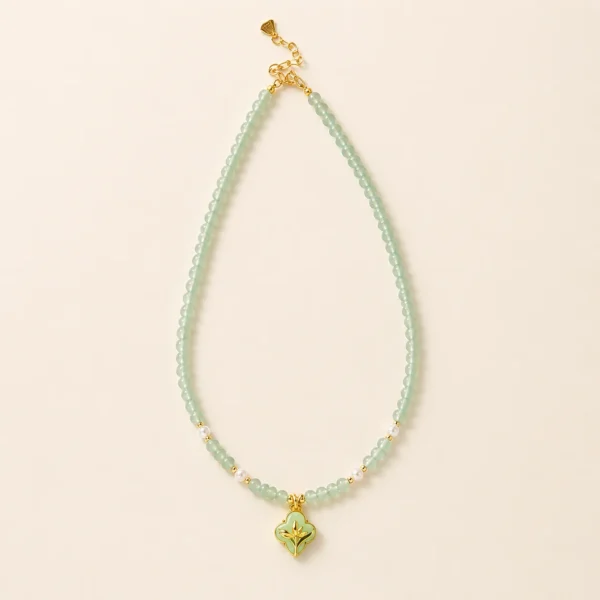 Aventurine Crystal & Pearl Necklace for Luck & Opportunity