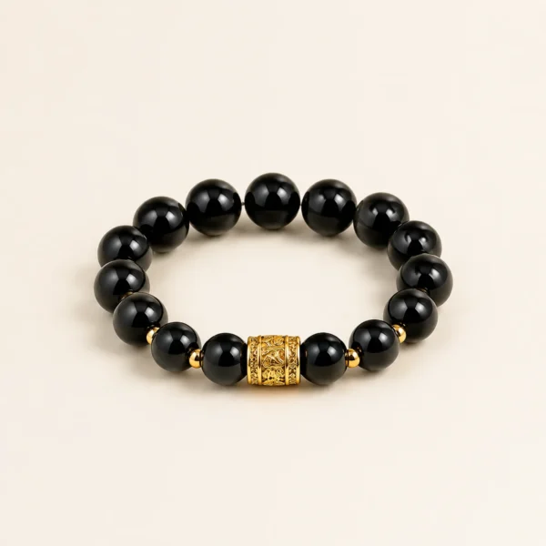 Handcrafted Black Obsidian Bracelet for Protection & Grounding