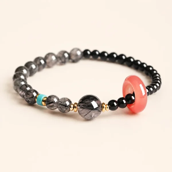 Black Obsidian Peace Buckle Bracelet for Protection & Grounding