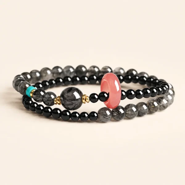 Classic Black Obsidian Double-Wrap Bracelet for Protection & Grounding